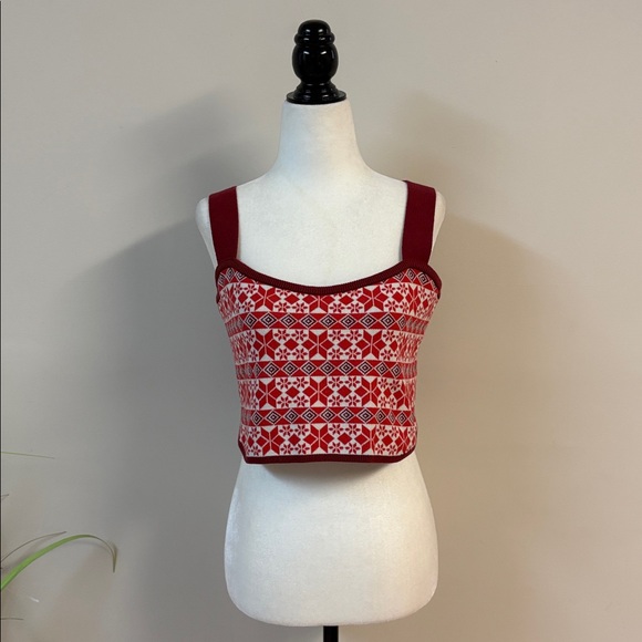 Intimately By Free People Tops - Intimately by Free people Red geometric Patterned Women's knit crop top size XL